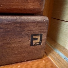 コスガ製 アンティーク木製キャビネット② ガラス戸付き ビンテージ家具 昭和レトロ 幅90cmの画像