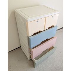 4段ワードローブボックス 高さ90cm (パステル)の画像