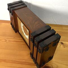 【S87】昭和レトロ/CITIZEN/シチズン/置き時計/TRANSISTOR/電池式/木製枠/重厚/アンティーク/オブジェ/飾り/和風/動作確認済みの画像