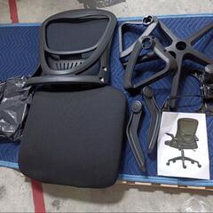 660fk 【未使用品・開封品】オフィスチェア 椅子 テレワーク 疲れない 跳ね上げ式アームレスト コンパクト 約105度ロッキング H-WY01 (黒網+黒枠+黒足)　y090302fkの画像