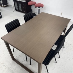 【超美品‼️】イケア 140cm幅4人掛けダイニングテーブルセット 木製ミドルブラウン♪の画像