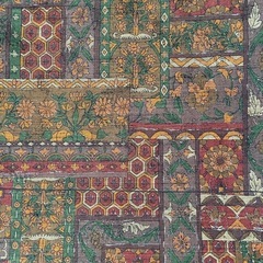 新品未使用 帯 袋帯 昭和レトロ 西陣風 金糸 花柄 幾何学模様 リメイク素材の画像
