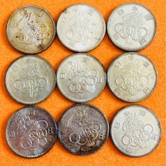 旧100円銀貨 東京オリンピック 記念硬貨 9枚セット 1964年 (昭和39年) 日本古銭 昭和 100円 貨幣 硬貨 銀貨の画像