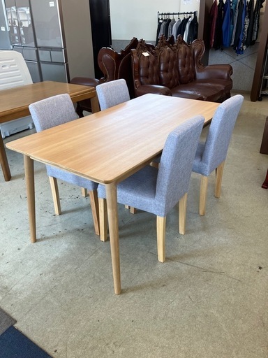 T2509-016 ダイニングテーブルセット 椅子4脚付き 両側引き出し付き キズ汚れ有り