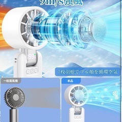 ハンディファン 冷却プレート ホワイト 携帯扇風機 ストラップ付き 熱中症対策の画像