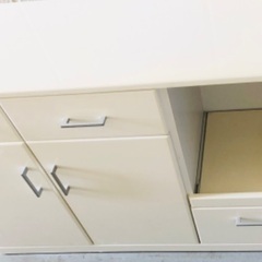 キッチンカウンター　レンジ台　キッチンボード　食器棚　白　収納棚　引き出し付き　ホワイトの画像