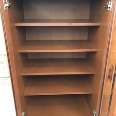【ジャングルジャングル岩出店】【B52】食器棚 ブラウン 幅89cm×奥行43cm×高さ180cm  中古 家具 和歌山 岩出市 紀の川市 海南市の画像