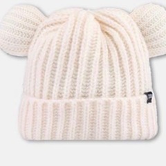 ニット帽 ホワイト 耳つき クマ 秋冬 防寒 オルチャン 韓国 レディースの画像