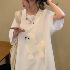 大好評♡ プードルT レディース Tシャツ 白 犬好き 愛犬家 トップス 韓国の画像