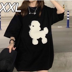 レディース Tシャツ 犬好き 愛犬家 プードル インポート トップス 犬 黒の画像