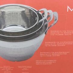 ②新品 コストコ MIU ステンレスコランダー 3PC ハンドル付きザル３個セット 札幌 西野店の画像