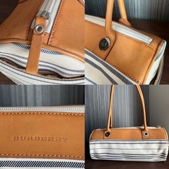 BURBERRY ハンドバッグ ミニボストン ボーダー 筒型 肩掛け可の画像
