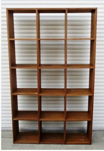 オープンシェルフ　木製　5段×3列　オープンラック　飾り棚　間仕切り　収納家具　オフィス　スタッキングシェルフ　インテリア　レトロ