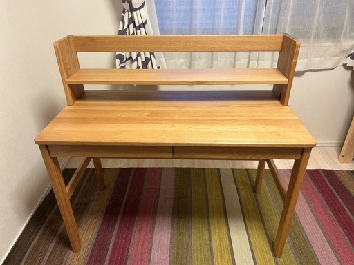 【お取引先決定しました】無印良品 オーク無垢材デスクとデスク用上置き棚のセット