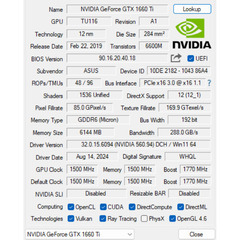GPU：GTX1660Ti(GDDR6)ASUS/16GBメモリ/Wストレージの画像