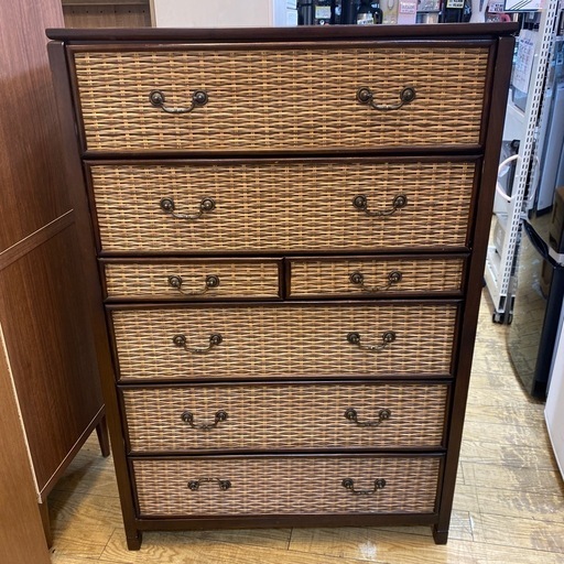 ?ラタン?6段チェスト 籐製タンス 木製  和風 アジアン モダン オシャレ NO.2346F