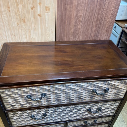 ?ラタン?6段チェスト 籐製タンス 木製  和風 アジアン モダン オシャレ NO.2346F