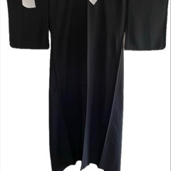 【新品未使用・仕立て糸付き】冬用 黒喪服 袷 五つ紋付き 着物の画像