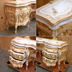 ≪yt2032ジ≫ 美品 ロココ調ドレッサー oliver取扱 アンティーク調/イタリア/SILIK/姫系/プリンセス/かわいい/鏡台/中古家具/宮城県仙台市 70829-01の画像