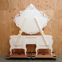 ≪yt2032ジ≫ 美品 ロココ調ドレッサー oliver取扱 アンティーク調/イタリア/SILIK/姫系/プリンセス/かわいい/鏡台/中古家具/宮城県仙台市 70829-01の画像