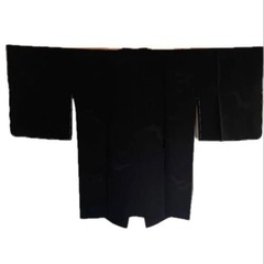 【未使用・仕立て糸付き】喪服 羽織 道行コート 黒 正絹 礼装用 冬用の画像