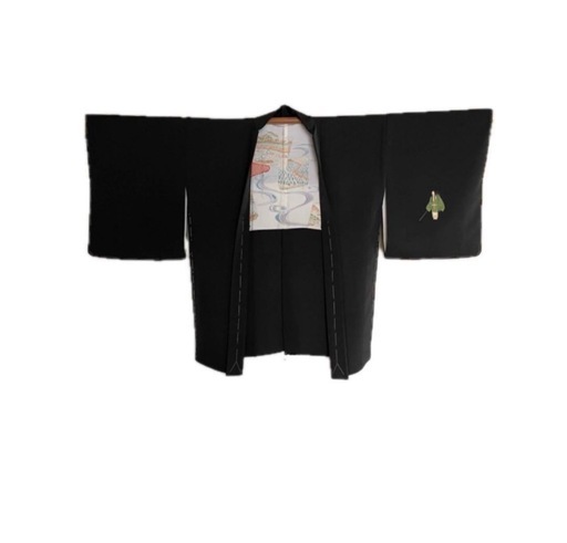 新品未使用 黒羽織 正絹 高級 男性用 能舞楽柄 仕立て糸付き 茶道 観劇 和装