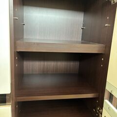 【ジャングルジャングル滋賀草津店】ジモティ来店特価!!　食器棚　ホワイト×ダークブラウン　J-250901の画像