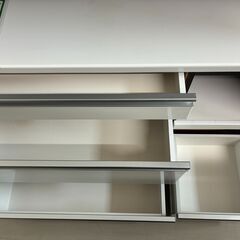 【ジャングルジャングル滋賀草津店】ジモティ来店特価!!　食器棚　ホワイト×ダークブラウン　J-250901の画像