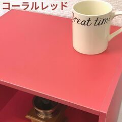 【新品／未開封品】3段ボックス　コーラルレッド　単品（1台）　カラーボックスの画像