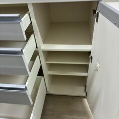 【ジャングルジャングル滋賀草津店】ジモティ来店特価!!　食器棚　パモウナ　ホワイト　J-250904の画像