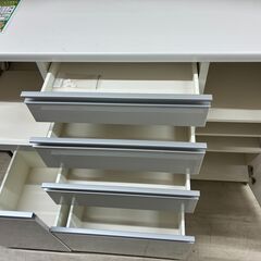 【ジャングルジャングル滋賀草津店】ジモティ来店特価!!　食器棚　パモウナ　ホワイト　J-250904の画像