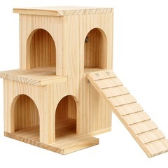 【新品・未使用】チンチラ ハウス（松木製・二階建て）お譲りしますの画像