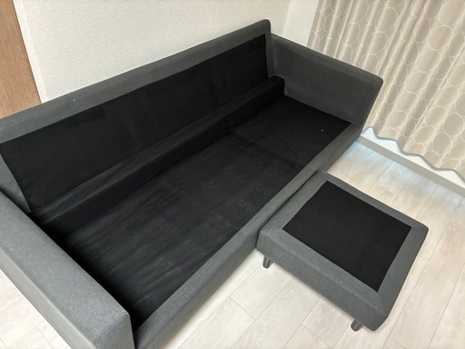 受け渡し予定者決定】３人掛けソファー　モダンデコ　フットレスト付き　チャコールグレー