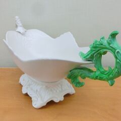 SELETTI セレッティ ヴェルサイユ センターピース 磁器花瓶 グリーン 幅約46cm フラワーベース 箱無し 札幌 西区 西野店の画像