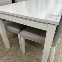 ★リユースのサカイ高崎店★TJ12723 イケア ４人掛けダイニングセット 白 H74.5×D80×W130.0-190.0 クリーニング済みの画像