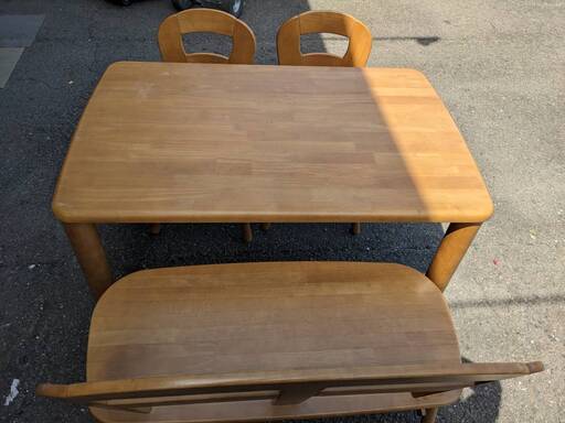 カリモク KARIMOKU 木製ダイニングテーブル ベンチシート☓1 イス☓2 セット