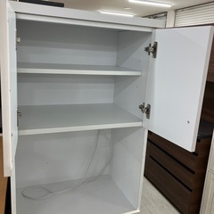 レンジボード　2枚扉　使用感有　ナチュラル×ホワイト【トレファク堺福田店】の画像