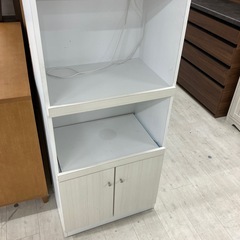 レンジボード　2枚扉　使用感有　ナチュラル×ホワイト【トレファク堺福田店】の画像