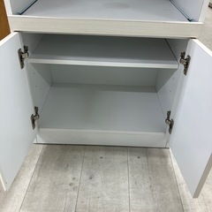 レンジボード　2枚扉　使用感有　ナチュラル×ホワイト【トレファク堺福田店】の画像