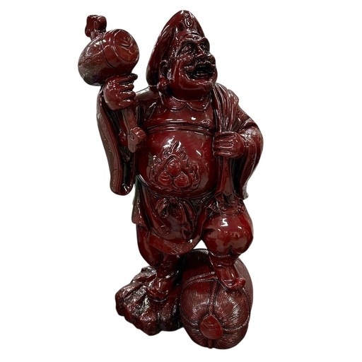七福神 置物 大黒天 布袋尊 ペア 赤漆塗 高さ約60 cm 縁起物 商売繁盛 七福神 置物 大黒天 布袋尊 ペア 赤漆塗 高さ約60 cm 縁起物 商売繁盛