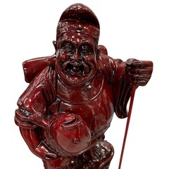 七福神 置物 大黒天 布袋尊 ペア 赤漆塗 高さ約60 cm 縁起物 商売繁盛