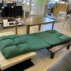 M2508-022 山善 低反発もこもこごろ寝ソファ コローレ グリーン 毛玉有り　の画像