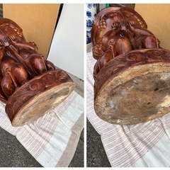 一刀彫　天使のオブジェ　花台　花入　高さ77cm 引き取り限定の画像