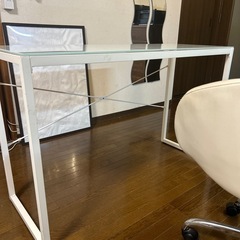 ガラス天板デスク＆回転チェアセットの画像