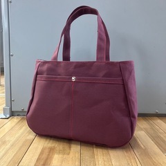 【ハンドメイド】帆布トートバッグ 肩がけ あずき色 0903新品未使用の画像