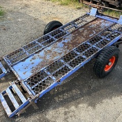 中川車輌　コンバインカー　最大積載量1200kg 油圧シーソー式 NCB-601 運搬車 コンバイントレーラー トレーラー 搬送 2輪 荷台 牽引 油圧　ダンパー　シーソー　トレーラー 宮崎の画像