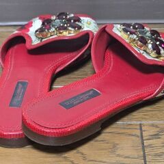 DOLCE&GABBANA ブローチディテール サンダル 36 ビジュ 花柄の画像