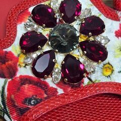 DOLCE&GABBANA ブローチディテール サンダル 36 ビジュ 花柄の画像