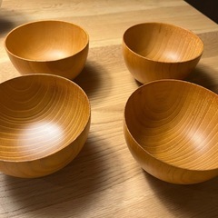 木製お椀 4点セット 食器 汁椀 お椀 直径17cmの画像