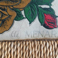 MENARD　ヴィンテージ　裁縫箱　収納ボックス　薔薇柄　籠バスケットの画像